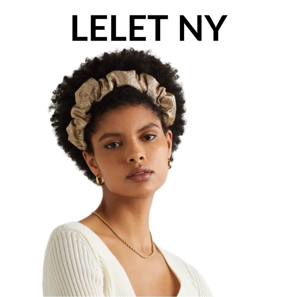 LELET NY 🆕 *Host Pick* • Ruched Metallic Silk Headband • Gold • NWT